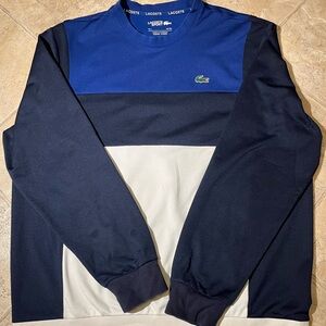 Lacoste Men's Blue and Cream Sweater